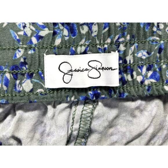 Jessica Simpson Womens Green Pants Floral Elastic Waist - Picture 2 of 4